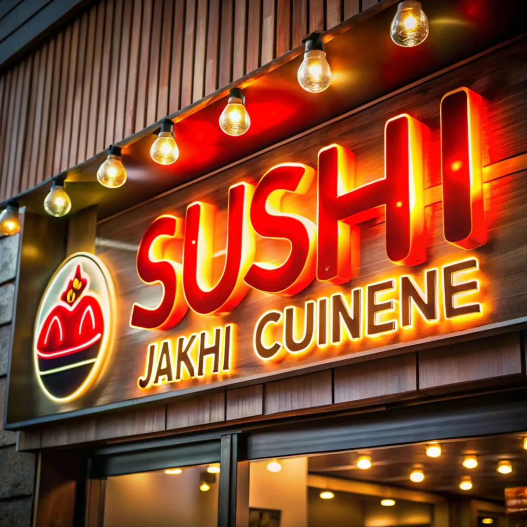 illuminated sushi sign food outlet neon food sign japanese cuisine Horizontal